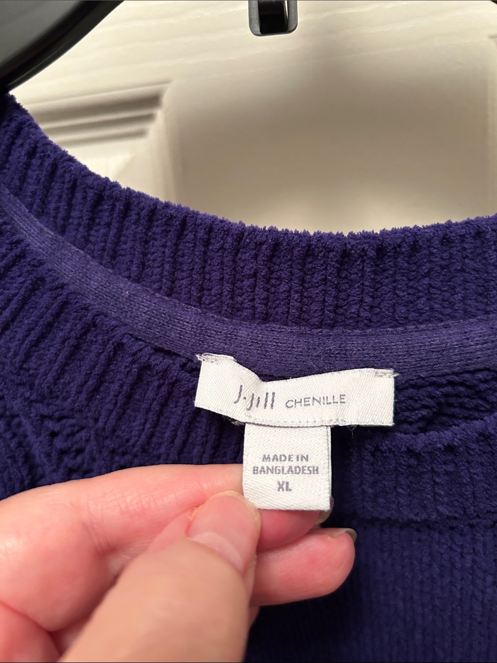 J. Jill Deep Purple Chenille Cable Crewneck Sweater - Picture 2 of 3